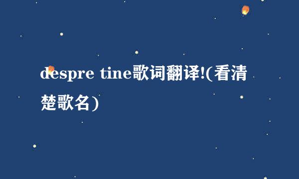 despre tine歌词翻译!(看清楚歌名)