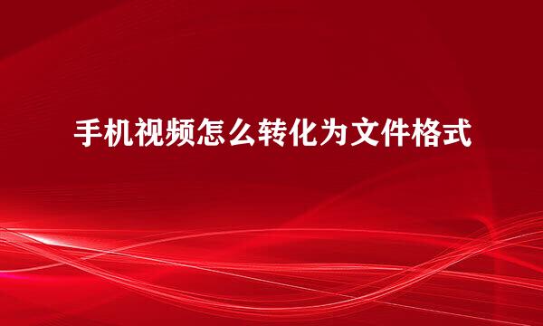 手机视频怎么转化为文件格式