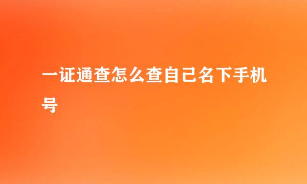 一证通查怎么查自己名下手机号