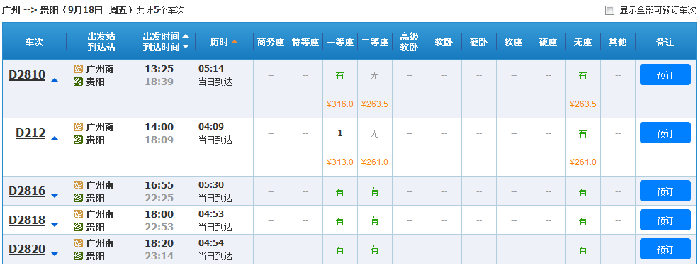 贵广高铁票价是多少