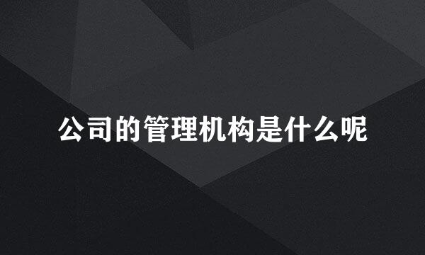 公司的管理机构是什么呢