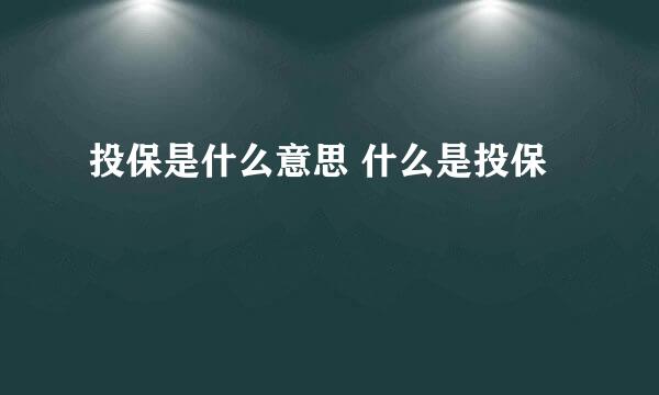 投保是什么意思 什么是投保