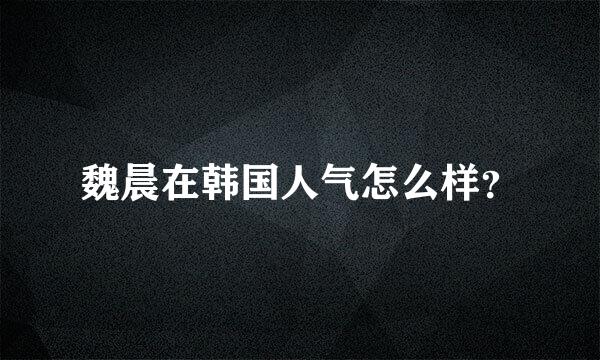 魏晨在韩国人气怎么样？