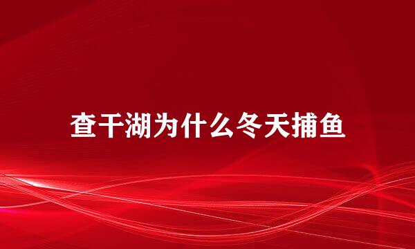 查干湖为什么冬天捕鱼