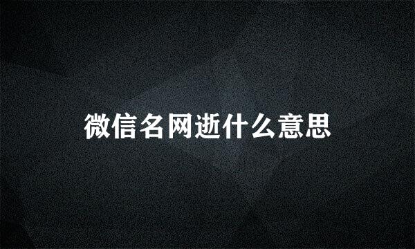 微信名网逝什么意思