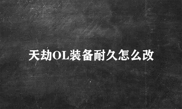 天劫OL装备耐久怎么改