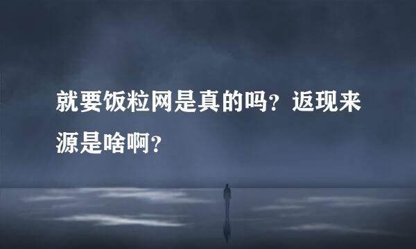 就要饭粒网是真的吗？返现来源是啥啊？