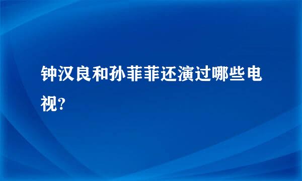 钟汉良和孙菲菲还演过哪些电视?