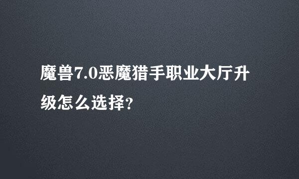 魔兽7.0恶魔猎手职业大厅升级怎么选择？