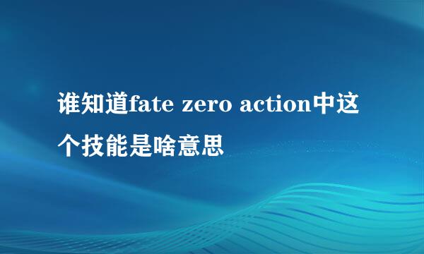 谁知道fate zero action中这个技能是啥意思