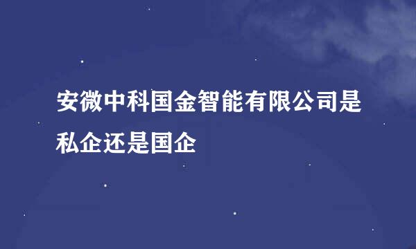 安微中科国金智能有限公司是私企还是国企