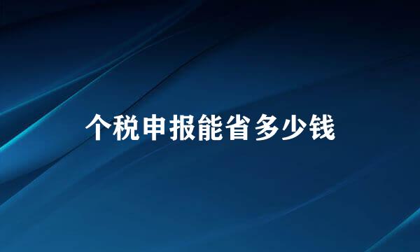 个税申报能省多少钱