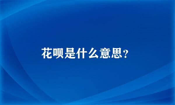 花呗是什么意思？