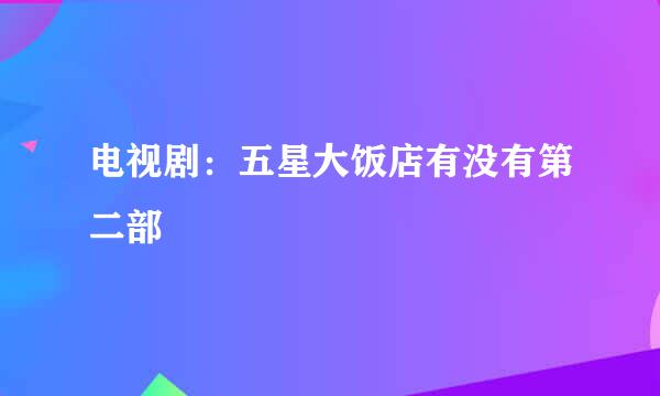 电视剧：五星大饭店有没有第二部