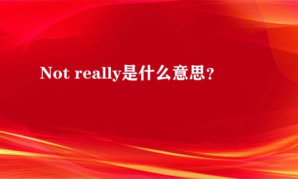 Not really是什么意思？