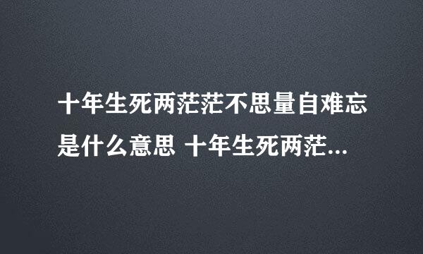 十年生死两茫茫不思量自难忘是什么意思 十年生死两茫茫不思量自难忘的解释