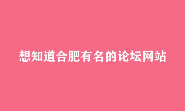 想知道合肥有名的论坛网站