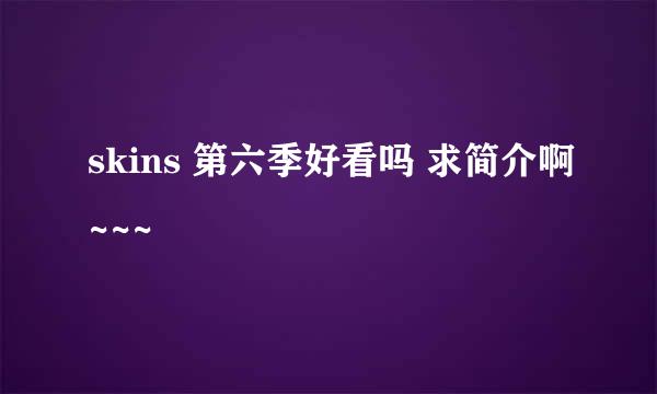 skins 第六季好看吗 求简介啊~~~