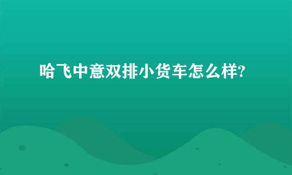 哈飞中意双排小货车怎么样?