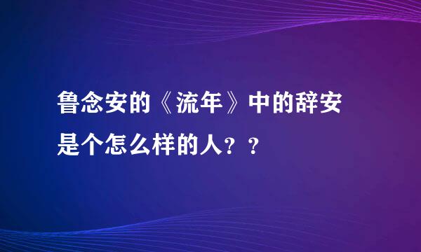 鲁念安的《流年》中的辞安 是个怎么样的人？？