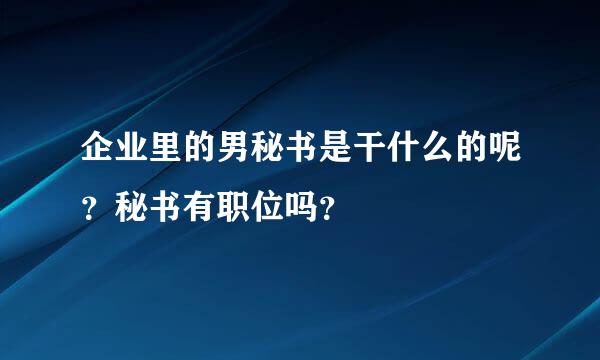 企业里的男秘书是干什么的呢？秘书有职位吗？