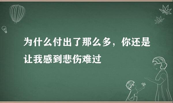 为什么付出了那么多，你还是让我感到悲伤难过