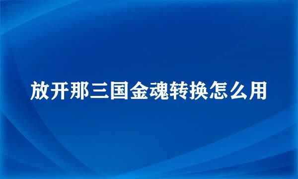 放开那三国金魂转换怎么用