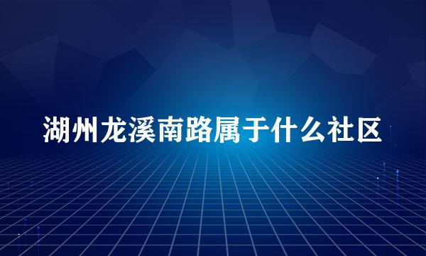 湖州龙溪南路属于什么社区