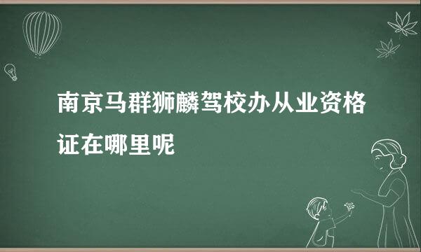 南京马群狮麟驾校办从业资格证在哪里呢