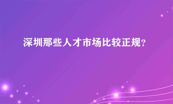 深圳那些人才市场比较正规？