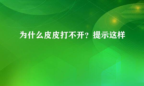 为什么皮皮打不开？提示这样