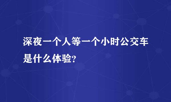 深夜一个人等一个小时公交车是什么体验？