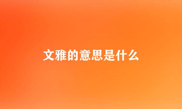 文雅的意思是什么