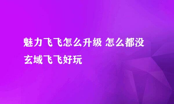 魅力飞飞怎么升级 怎么都没玄域飞飞好玩