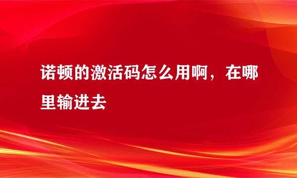 诺顿的激活码怎么用啊，在哪里输进去