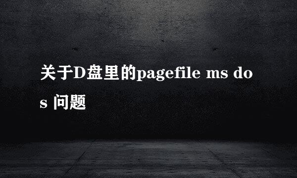 关于D盘里的pagefile ms dos 问题