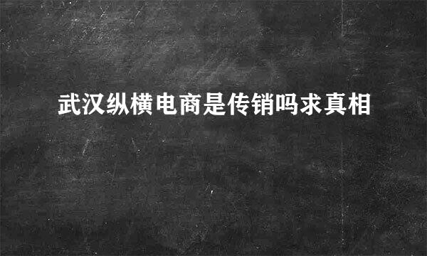 武汉纵横电商是传销吗求真相