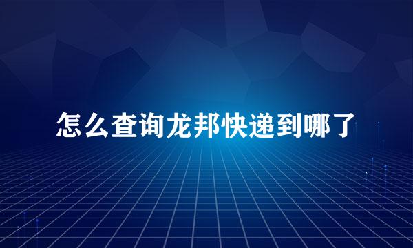 怎么查询龙邦快递到哪了