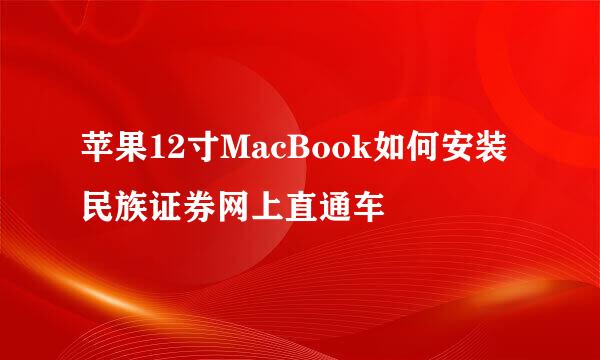 苹果12寸MacBook如何安装民族证券网上直通车