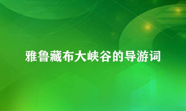 雅鲁藏布大峡谷的导游词