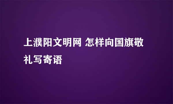 上濮阳文明网 怎样向国旗敬礼写寄语