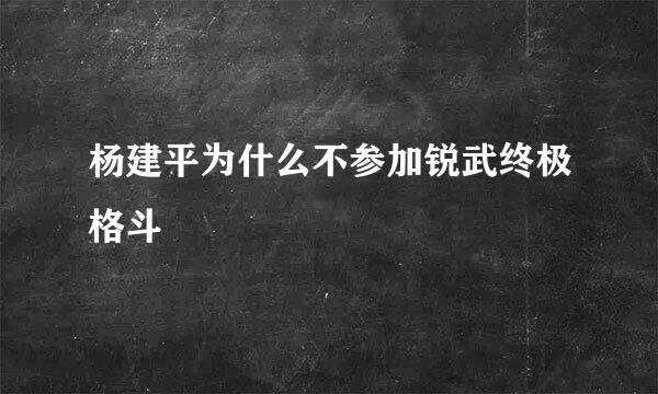 杨建平为什么不参加锐武终极格斗