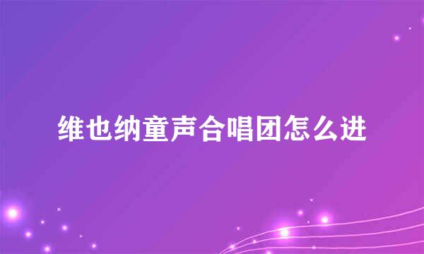 维也纳童声合唱团怎么进