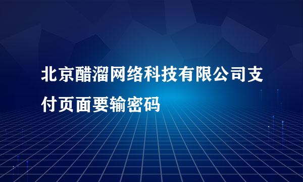 北京醋溜网络科技有限公司支付页面要输密码