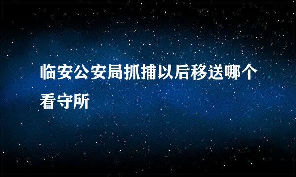 临安公安局抓捕以后移送哪个看守所