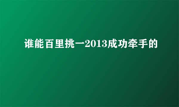 谁能百里挑一2013成功牵手的