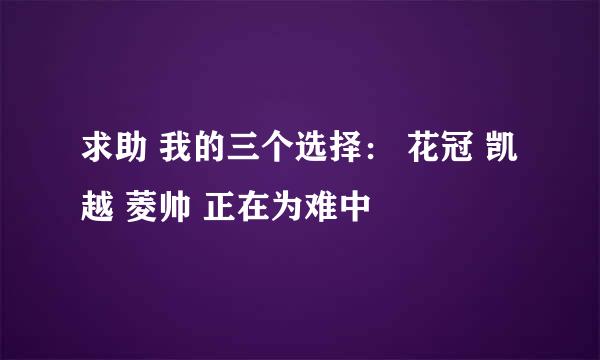 求助 我的三个选择： 花冠 凯越 菱帅 正在为难中