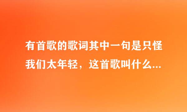 有首歌的歌词其中一句是只怪我们太年轻，这首歌叫什么阿 谁告诉告诉我