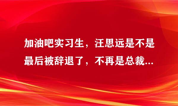 加油吧实习生，汪思远是不是最后被辞退了，不再是总裁了，总裁让副总顶了。汪思远的结局是什么啊?