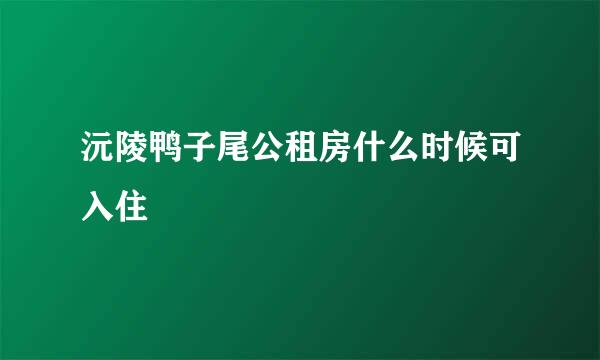 沅陵鸭子尾公租房什么时候可入住